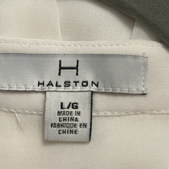 Halston Semi-Sheer White Drape Blouse — Size L/G - NWT - Picture 12 of 15